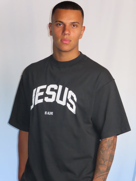 "JESUS IS ALIVE" OVERSIZE TEE SCHWARZ