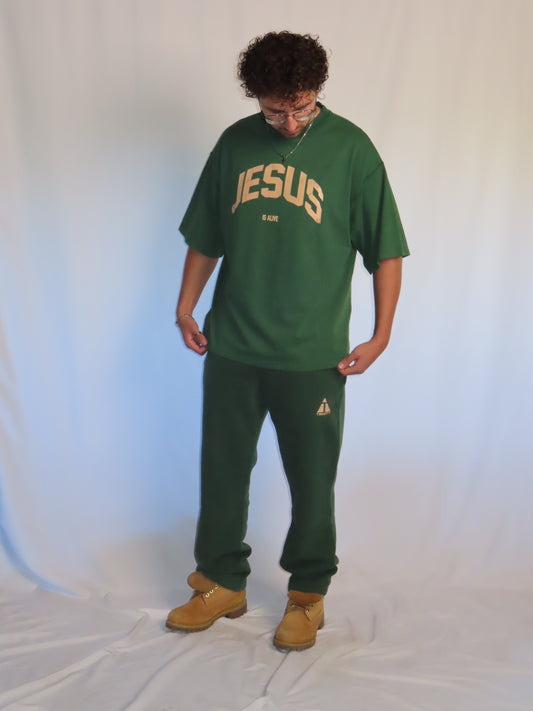"JESUS IS ALIVE" OVERSIZE TEE GRÜN